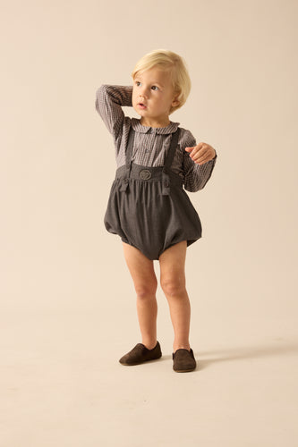 Lil Legs Plaid Edition Boys Romper - Mid Grey