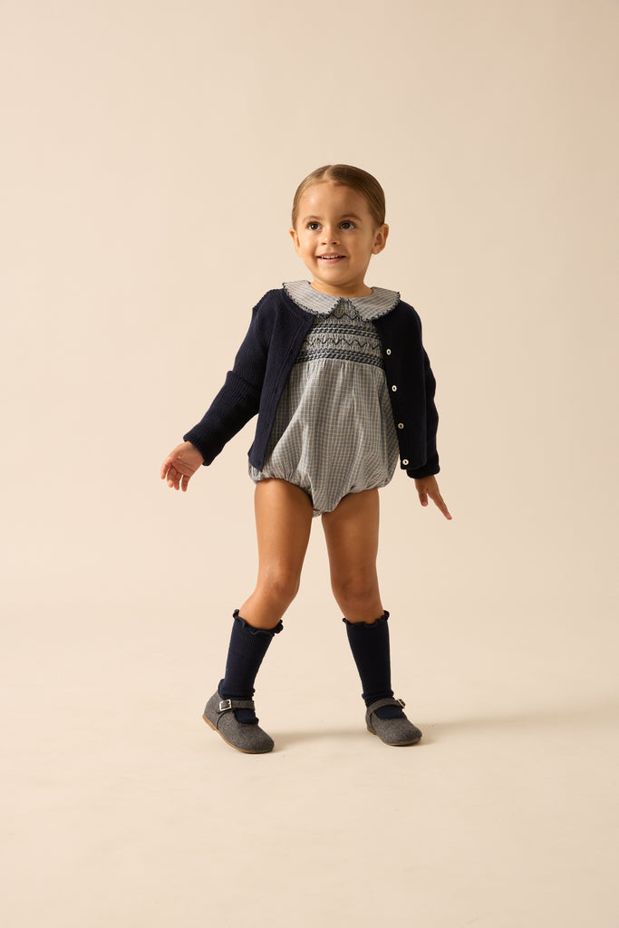 Lil Legs Plaid Edition Girl Romper - Dried Blue Plaid