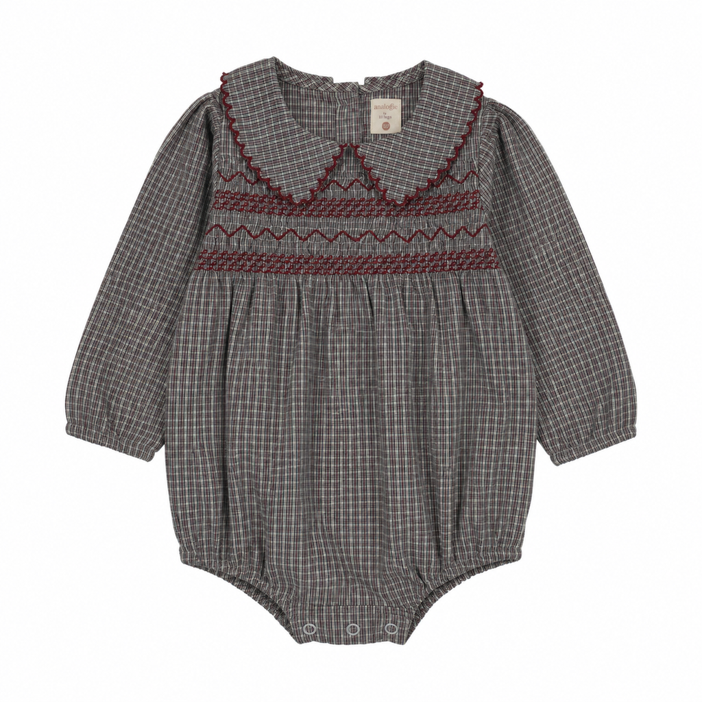 Lil Legs Plaid Edition Girl Romper - Soft Grey Plaid