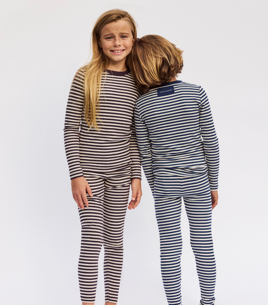 Little Parni Striped Pajamas - Blue / Ivory