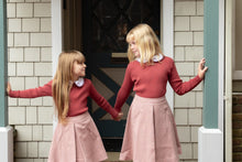 Load image into Gallery viewer, NouNelle Rust Collar Sweater And Houndstooth Pink Skirt