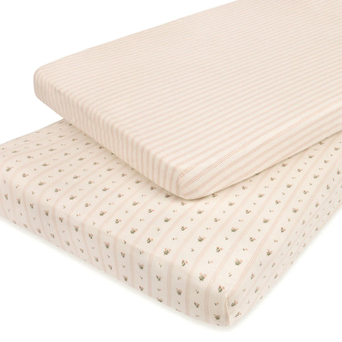 Ely's & Co Cotton Pack N Play / Portable Crib Sheet -  Linear Floral