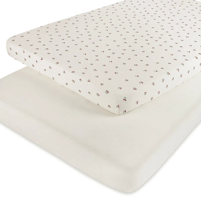 Ely's & Co 2 Pack Jersey Crib Sheet - Cherry Print Sheets - Red Cherry