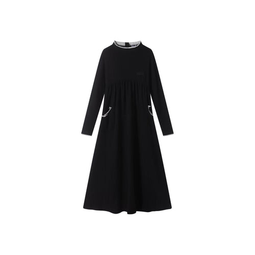 Ba & Na Girls Black Cotton Robe With Grey Trim - Maxi Length