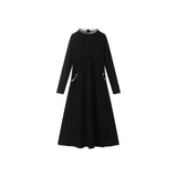 Ba & Na Girls Black Cotton Robe With Grey Trim - Short Length