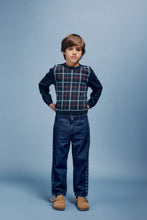 Load image into Gallery viewer, Bebe Organic Cruz Sweater - Blue Check Knit