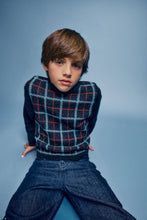 Load image into Gallery viewer, Bebe Organic Cruz Sweater - Blue Check Knit