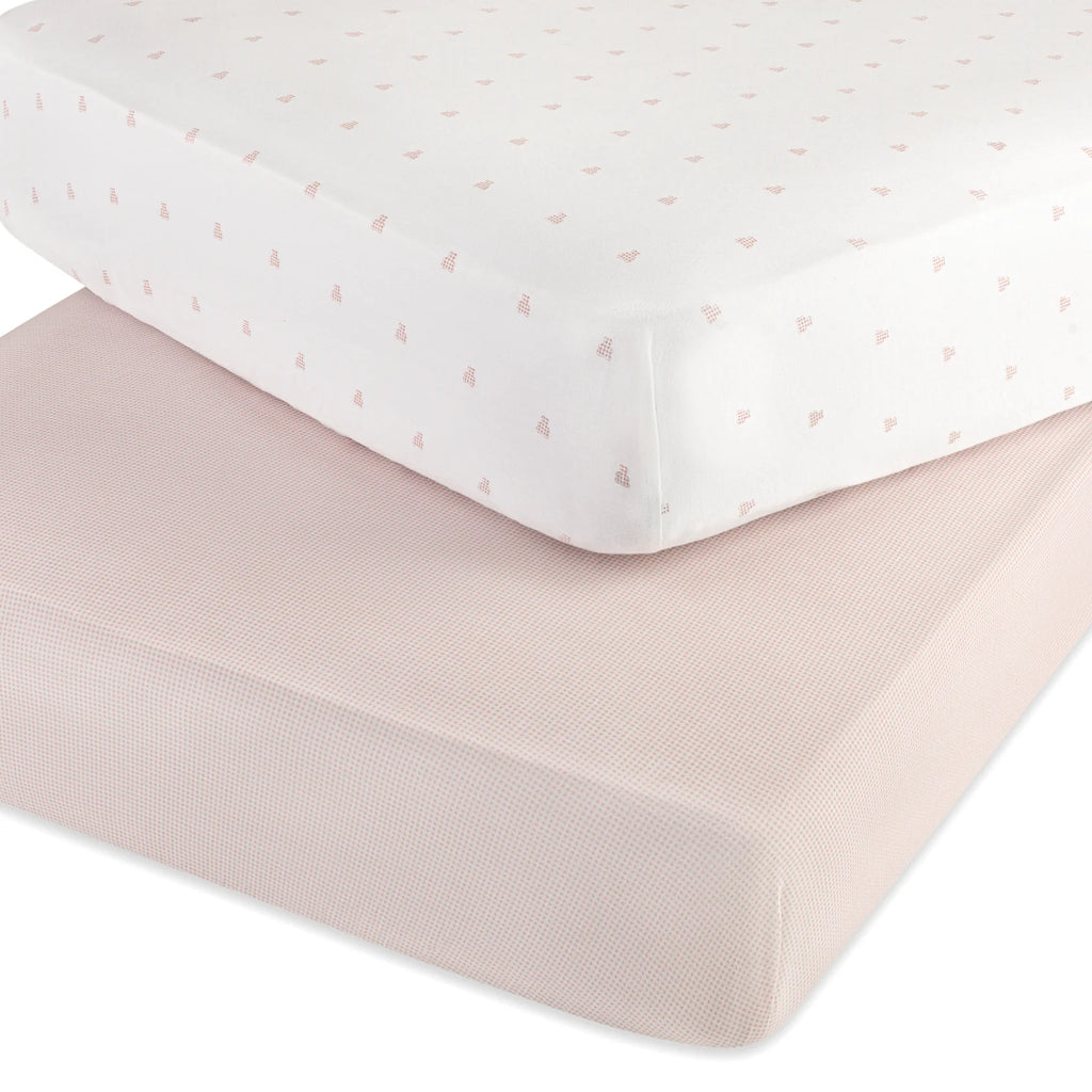 Ely's & Co 2 Pack Jersey Crib Sheet - Gingham Bear Collection - Pink