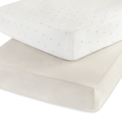 Ely's & Co 2 Pack Jersey Crib Sheet - Gingham Bear Collection - Tan