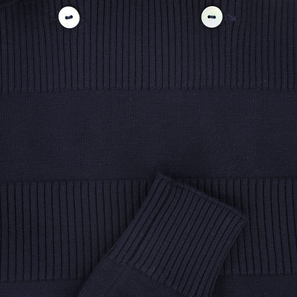 Le Bourdon Knit Suspender Overalls - Navy