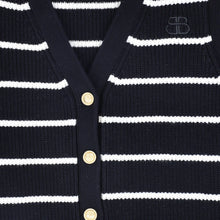 Load image into Gallery viewer, Bamboo Stripe Knit Button Down Vest - Navy