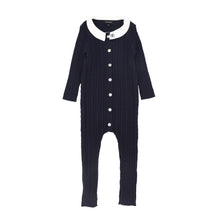 Load image into Gallery viewer, Bamboo Cable Knit Collar Romper - Navy