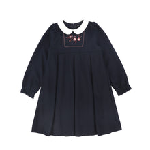 Load image into Gallery viewer, Bamboo Wool Embroidered Dress - Navy