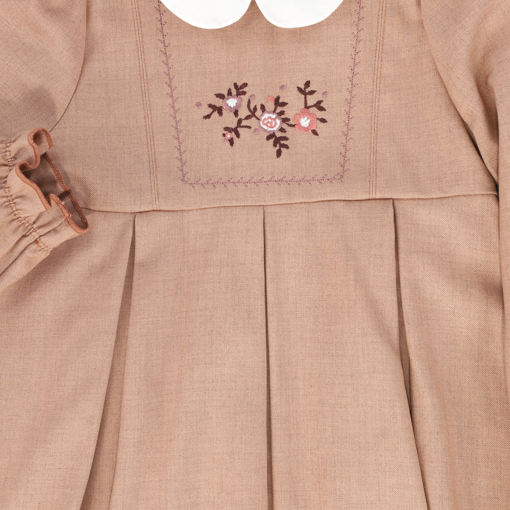 Bamboo Wool Embroidered Dress - Pink