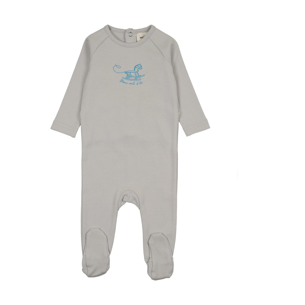 Mema Knits Horse Rocker Footie - Gray Dawn