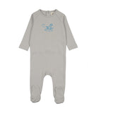Mema Knits Horse Rocker Footie - Gray Dawn