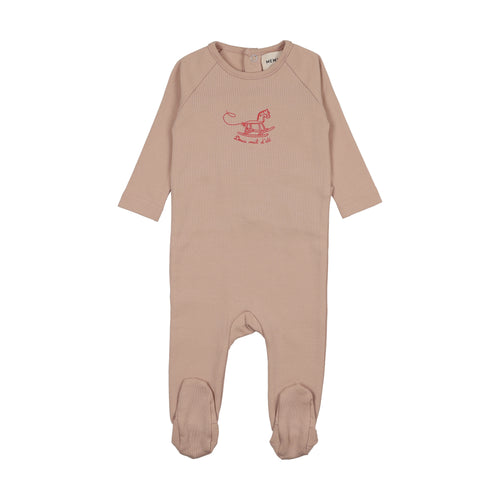 Mema Knits Horse Rocker Footie - Pale Pink