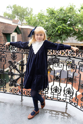 NouNelle Navy Corduroy Lace Dress