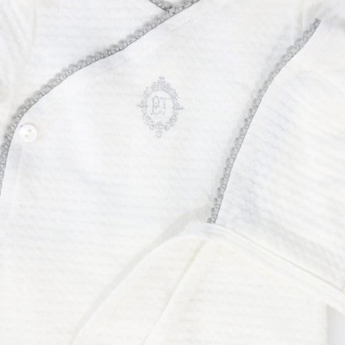 Bebe Jolee Medallion Wrap Footie And Hat - White/Blue