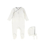 Bebe Jolee Medallion Wrap Footie And Hat - White/Blue