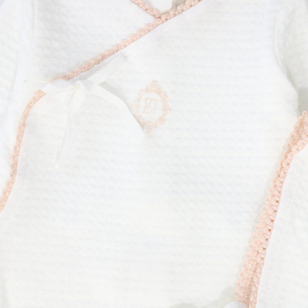 Bebe Jolee Medallion Wrap Footie And Hat - White/Pink