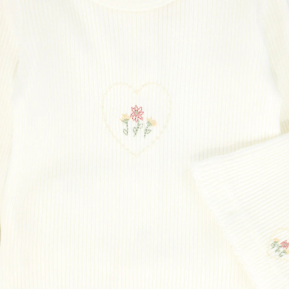 Bebe Jolee Outline Embroidered Footie And Hat - Ivory