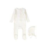 Bebe Jolee Wrap Stitch Footie And Hat - Ivory