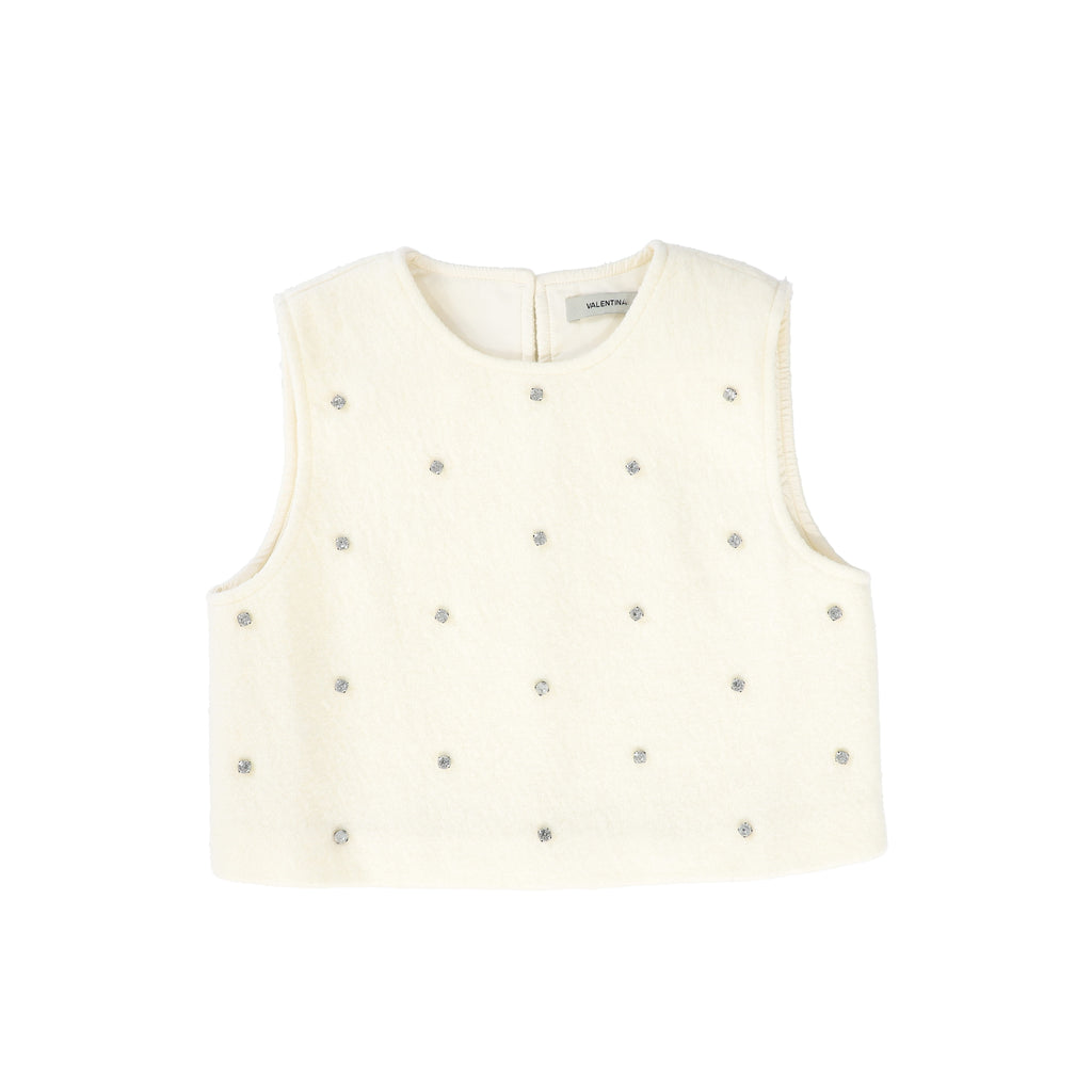 Valentina Jewel Wool Vest And Midi Skirt Set - Ivory