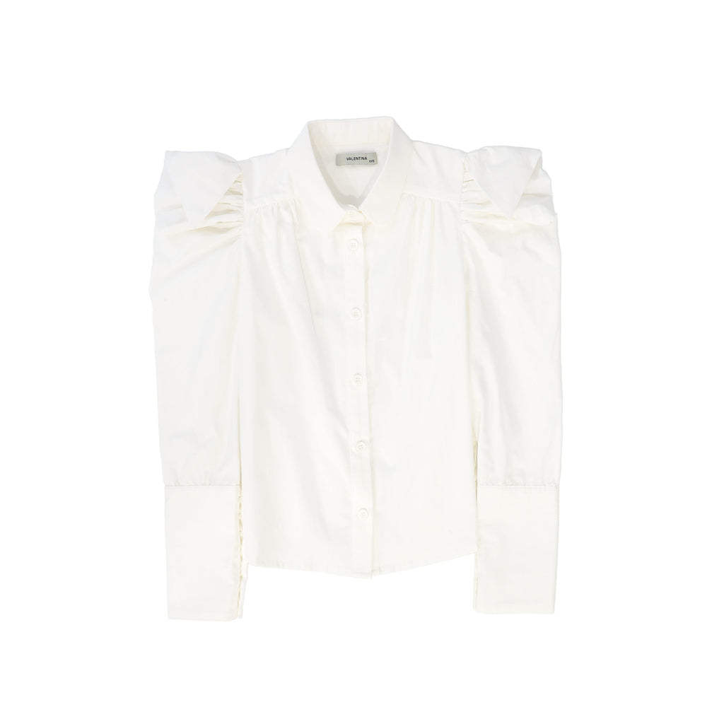 Valentina Quilted Taffeta V-Neck Jumper And Pointed Shoulder Puff Blouse Set - Black