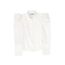 Load image into Gallery viewer, Valentina Quilted Taffeta V-Neck Jumper And Pointed Shoulder Puff Blouse Set - Black