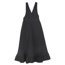 Load image into Gallery viewer, Valentina Quilted Taffeta V-Neck Jumper And Pointed Shoulder Puff Blouse Set - Black