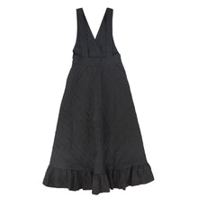 Load image into Gallery viewer, Valentina Quilted Taffeta V-Neck Jumper And Pointed Shoulder Puff Blouse Set - Black