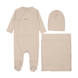 Mema Knits Mock Wrap Polka Dot Layette Set - Pink