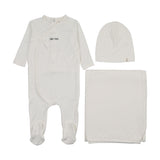 Mema Knits Mock Wrap Polka Dot Layette Set - White