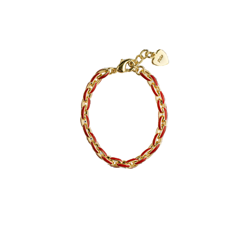Picky Baby Enamel Red and Gold Link Bracelet