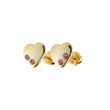 Picky Baby Gold Heart Earrings with Pink Stones