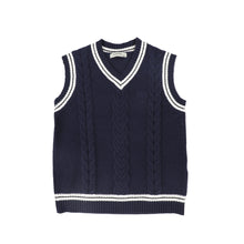 Load image into Gallery viewer, Valentina Cable Knit Flower Vest - Navy