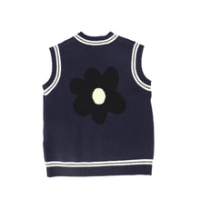 Load image into Gallery viewer, Valentina Cable Knit Flower Vest - Navy
