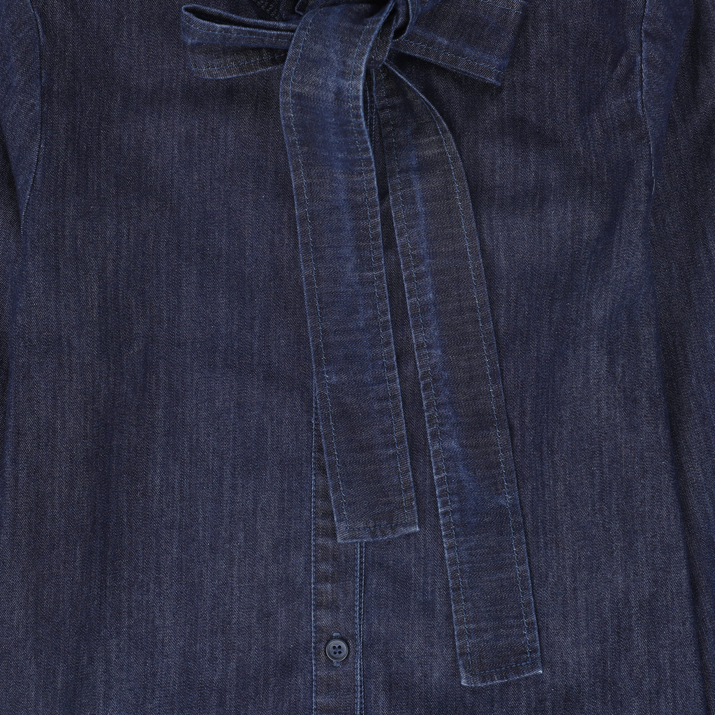 Valentina Chambray Tie Neck Blouse - Denim