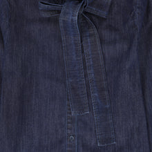 Load image into Gallery viewer, Valentina Chambray Tie Neck Blouse - Denim