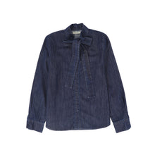 Load image into Gallery viewer, Valentina Chambray Tie Neck Blouse - Denim