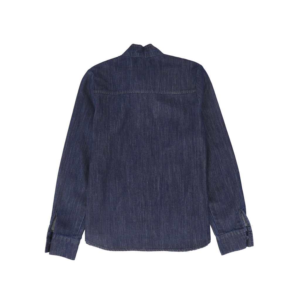 Valentina Chambray Tie Neck Blouse - Denim