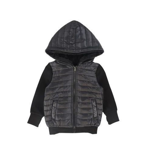 Bace Collection Quilted Sweatshirt Jacket - Black