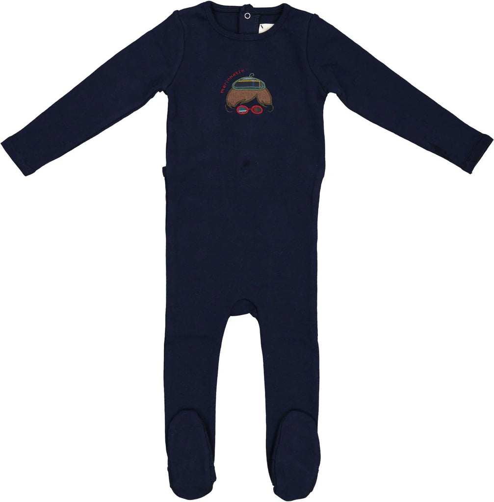 Lil Legs Boys Plaid Footie - Navy