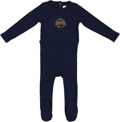 Lil Legs Boys Plaid Footie - Navy