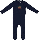 Lil Legs Boys Plaid Footie - Navy