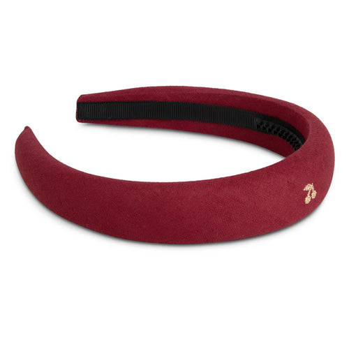 Le Enfant Gold Thread Cherry Embroidered Hairband - Burgundy