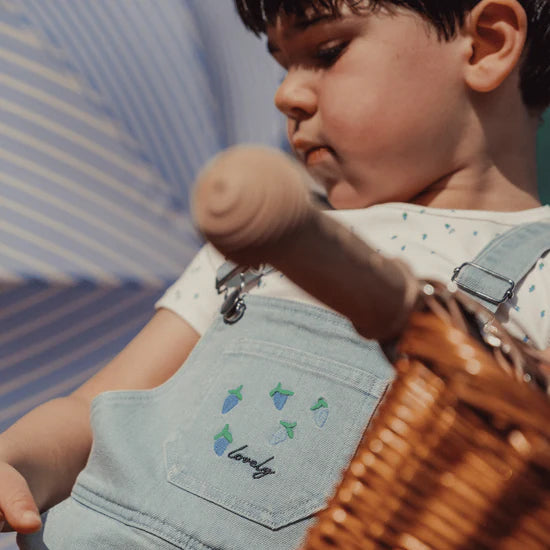 Lovely Littles Denim Short Overalls - Raspberry Blue