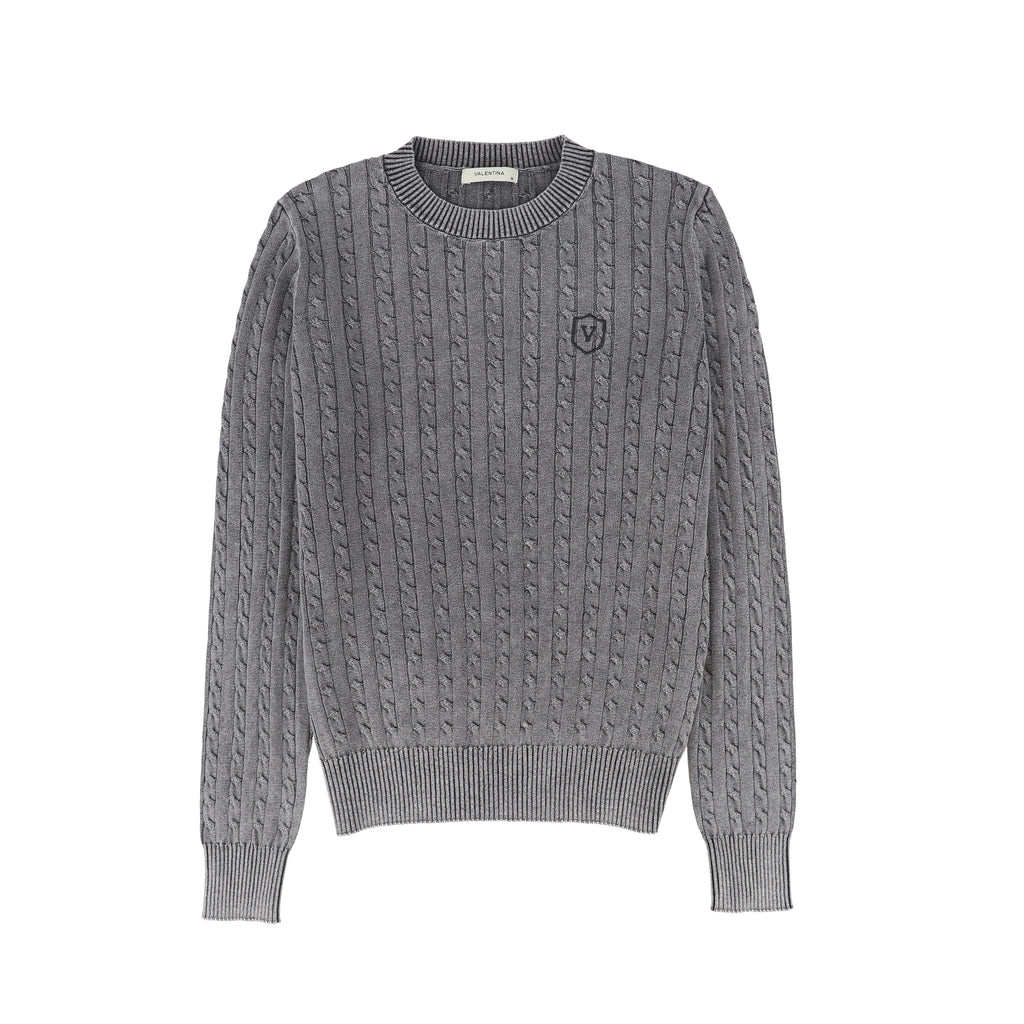 Valentina Mineral Wash Cable Knit Sweater - Black