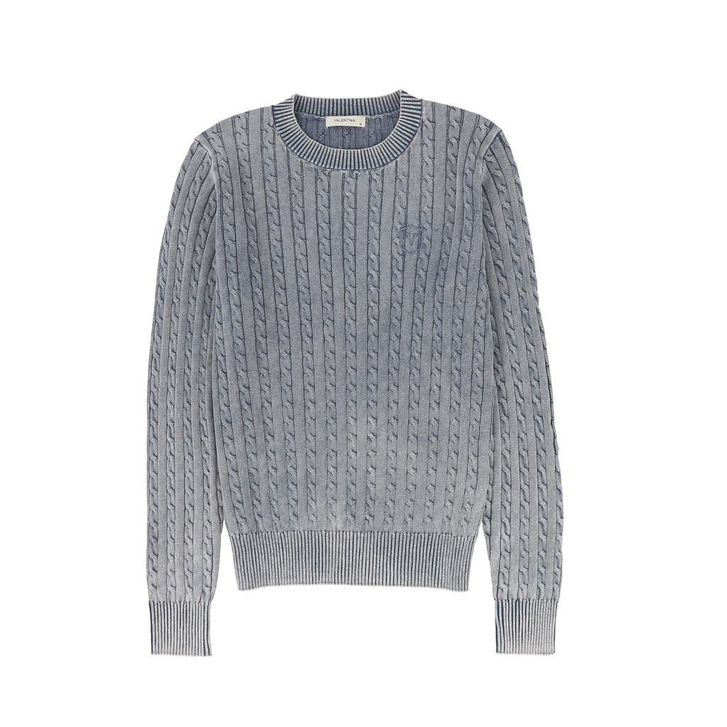 Valentina Mineral Wash Cable Knit Sweater - Navy
